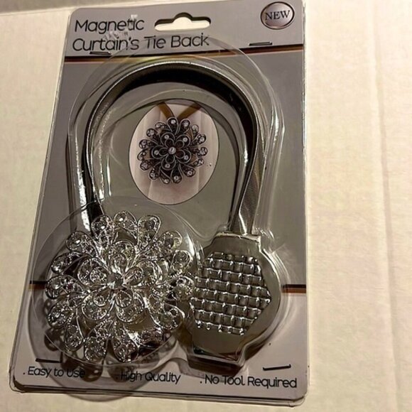 2PC Silver Magnetic Curtain Tie Back NEW - Picture 1 of 3